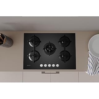 INDESIT ING 72T/BK PIANO COTTURA 5 FUOCHI GAS GRIGLIE GHISA VETRO NERO ING72T/BK