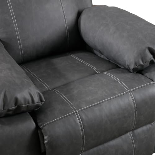 Image of LEZINO Rocking Revolving Recliner Chair for Living Room 3 Years Warranty (Rocking Revolving Manual Recliner, Grey)| Recliner with Rocking Revolving 360 | Textured Grey German Premium Upholstery