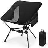 SHANNA Portabler Campingstuhl Faltbar Angelstuhl: Leichter Höhenverstellbarer Camping Stühle Stabile Unterstützung Bis Zu 150 Kg mit Seitentaschen, für Outdoor-Camping, Reisen, Strand (Schwarz)