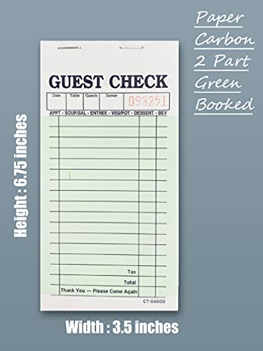 image for WeiLife. [10 Books] 2 Part Guest Check Pads Green & White with Carbon 