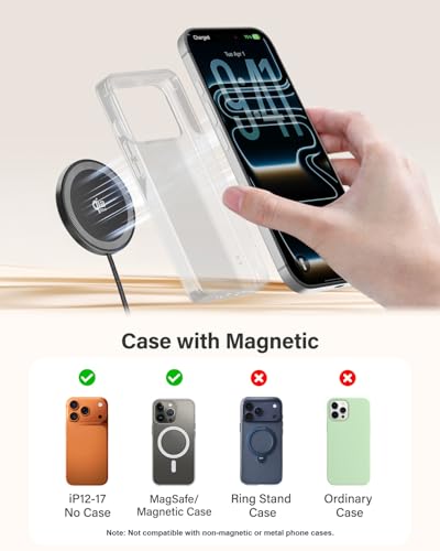 25W Wireless Charger for MagSafe, Qi2.2 Magnetic Fast Charging Pad for iPhone 17/16/15/14/13/12 Series & AirPods, Strong Magnet, Portable Wireless Charger for Travel Home Office (Black, 2Pack(6FT)) - Image 4