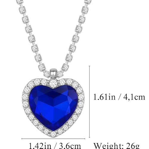 Razered Titanic Heart of Ocean Blue Heart Love Forever Pendant Necklace + Velvet Bag3