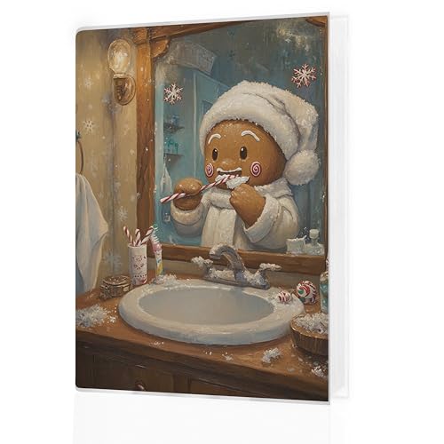 KJULYW Christmas Photo Album 4x6, Gingerbread Brush Teeth Small Memory Photo Album Book for...