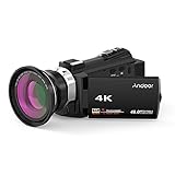 4K Camcorder,Andoer 1080P 48MP WiFi Digital Video Camera Recorder with 0.39X Wide Angle Macro Lens Novatek 96660 Chip 3inch Capacitive Touchscreen Night Sight 16X Zoom Support External Microphone