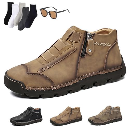 Matufit Shoes for Men, Genuine Leather Slip-On Loafers, Lightweight Non-Slip Comfort Shoes, Waterproof Fashion Casual Footwear for Walking, Work, and Daily Wear