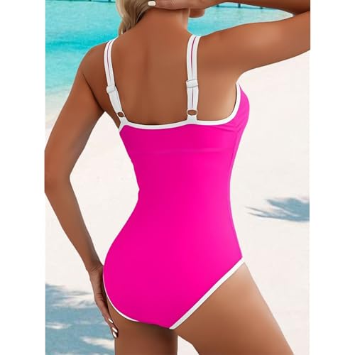 YNIQUE Women's One Piece Swimsuit 2025 Color Block Slimming Tummy Control Bathing Suit V-Neck High Waist Swimsuits2
