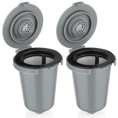 Newly upgraded Reusable Filter Cup for Cuisinart, Compatible with Cuisinart #SS-RFC HomeBarista Reusable Filter Cup, Light Gray (2 Pack)