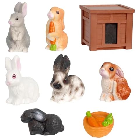 Rileryan 8PCS Miniature Rabbit Figurines Set Cover