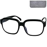 Mini Brille - Lunettes de Lecture Oversize XL Rectangulaire (Noir), Sexy, Boîte Inclus, Grande Lunettes Loupe Homme et Femme + 2.5 Dioptrie