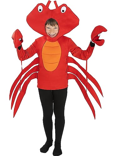 Funidelia | Déguisement crabe pour fille et garçon Animaux - Déguisement pour enfant et accessoires pour Halloween, carnaval et fêtes - Taille 7-12 ans - Rouge