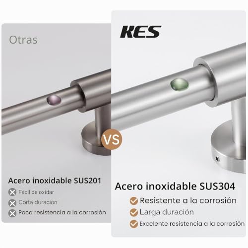 Miniatura 4 de Kes Barra Ducha Acero Inoxidable, Barra Ducha Deslizante Con Soporte Alcachofa Ducha, Acabado Cepillado 100cm, F209s100-Bs