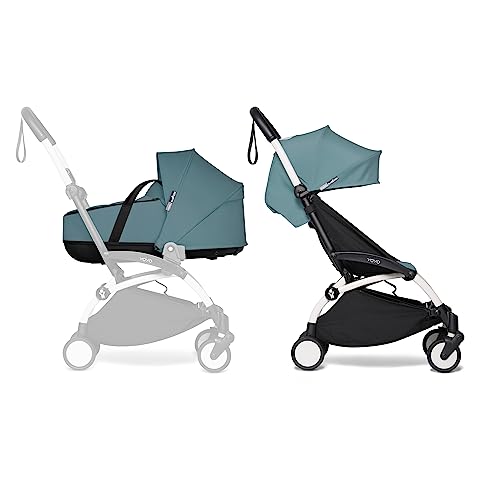 BABYZEN Cochecito Completo YOYO2 - Incluye YOYO Capazo (Aqua), Chasis (Blanco) & YOYO Pack 6+ Color (Aqua) - Para Niños Hasta 22 kg