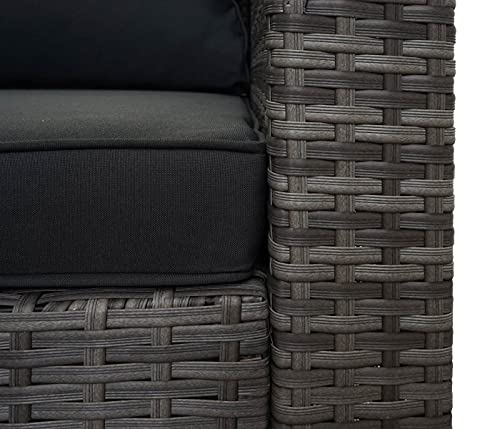 Mendler Poly-Rattan Garnitur HWC-F57, Balkon-/Garten-/Lounge-Set Sofa Sitzgruppe - grau, Kissen dunkelgrau ohne Deko… – Bild 5