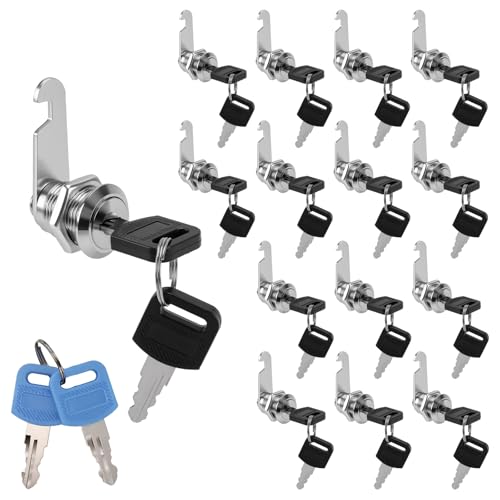 HEIYUET 15 Cerraduras de Armario 20mm con Llave Maestra   Cerradura de Metal para Buzón, Taquilla, Puertas de Armarios   Aleación de Zinc   Incluye 15 Llaves