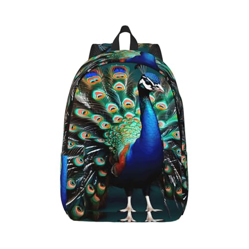 Sac à dos d'extérieur imprimé paon au design décontracté pour voyage et marche