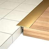 Aluminum T Molding Trim Floor Transition Strips, Easy to Cut Low Profile T-Strip Perfect for Hardwood to Granite Tile Transitions, Invisible When Door Closed, Elegant When Open(Gold,1.6in x 28in)