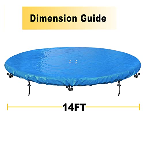 Sihaian Round Pool Cover 12-15Ft Solar Covers For Above Ground Pools Round Pool Weather Cover Waterproof And Dust-Proof Pool Covers Suitable For Trampolines And Swimming Pool(14 Ft Blue) #TOP1