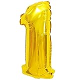 Globos de helio XXL de papel de aluminio, letras y números y caracteres en color dorado; plateado, 80 cm, gran decoración para fiesta de cumpleaños, boda, fiesta, plástico, 1 dorado., dorado