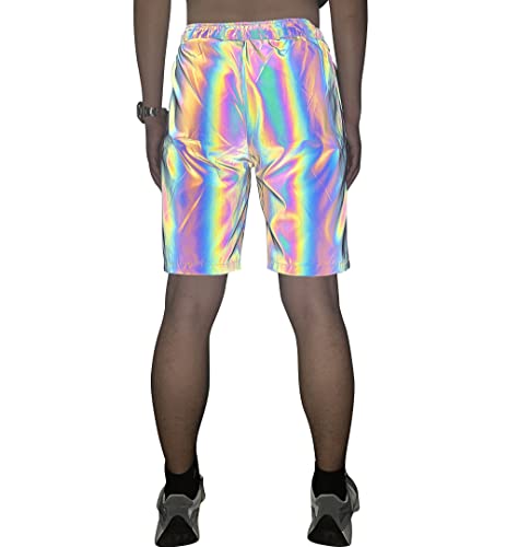 LZLRUN Rainbow Reflective Shorts Pants Men Fluorescent Trousers Casual Night Jogger2