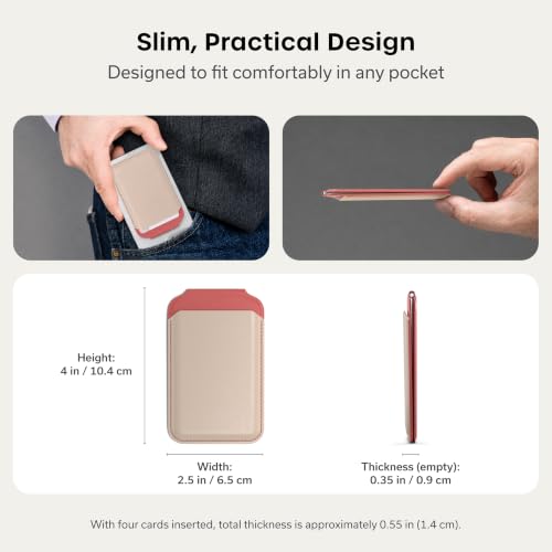 Image of Satechi Magnetic Magsafe Wallet, Double Flap Stand Card Holder, 4 Slots with Front NFC Pass-Through, Adjustable Phone Attachment for iPhone 17 /16 /15 /14 /13 /12, Travel Accessory - Coral Pink