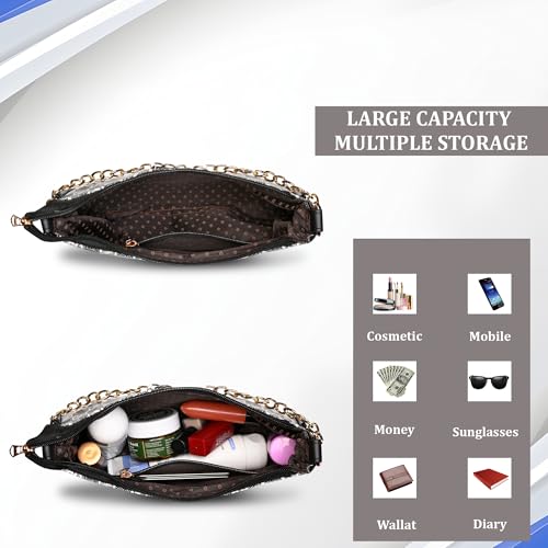 Image of Women's Stylish Printed Shoulder Bag | Trendy Daily Use Handbag with Chain Strap | Lightweight PU Leather Sling Bag for Girls & Women | Spacious & Durable Casual Fashion Purse