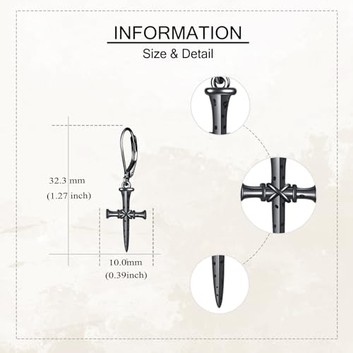 Pendientes de cruz negra de plata 925 ONEFINITY estilo gótico 4