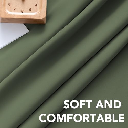 Image of H.VERSAILTEX Back Tab Dark Green Curtains 90 Inch Long for Living Room, Rod Pocket Room Darkening Thermal Insulated Blackout Curtains, 52 x 90 Inch, Bronze Green, 2 Panels