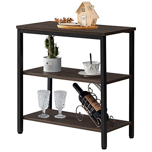 Weenfon End Table, 3-Tier Side Table, Nightstand With Storage Shelves, Industrial Tall Side Table For Small Spaces, Living Room, Bedroom,Dinning Room, Dark Brown #TOP5
