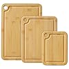 Totally Bamboo Juego de tablas de cortar de 3 piezas: tablas de cortar de cocina con ranuras para jugos, tablas de cortar de bambú prémium para carne, verduras y queso