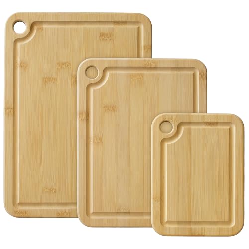 Totally Bamboo 3-Piece Cutting Board Set &mdash; Kitchen Chopping Boards with Juice Grooves, Premium...
