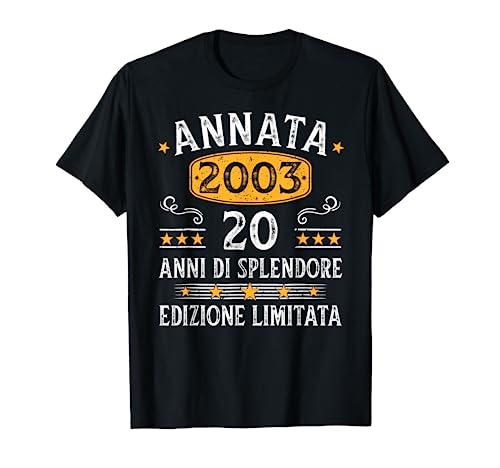 Annata 20 Annata 2003 Anni 20 Compleanno Uomo Ragazzo 2003 Maglietta