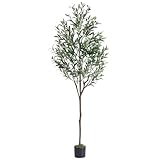 Alupssuc Olive Trees Artificial Indoor, 6FT Tall Faux Olive Tree with White Planter, Artificial Plants with Lifelike Fruits and Realistic Leaves for Modern Home Office Living Room Decor
