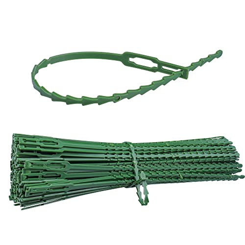 Mesee 150Pcs Attaches de Plantes Réglables de Jardinage 230mm Attache Soutien de Jardin Lien de Serrage en Plastique Réutilisable pour Soutenir Vignes Tomates Arbustes...