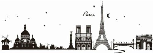 Amazon ウォールステッカー エッフェル塔 フランス おしゃれ モノトーン パリ 星 黒 あり 壁紙 身長計 キッチン 世界地図 スイッチ かっこいい 星 木 猫 凱旋門 風車 宮殿 橋 アルファベット 英字 英文字 言葉 壁シール 風景 街 Vr0167 ノーブランド品 並行輸入品
