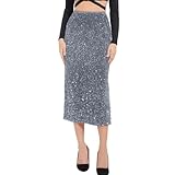 Vhersily Falda con lentejuelas Skirt para mujer, falda de tubo brillante embellecida cintura alta cóctel fiesta Slim Fit Temperamento Ropa Año Nuevo Rave Dancewear Para 20s Rock Aniversario, Novios