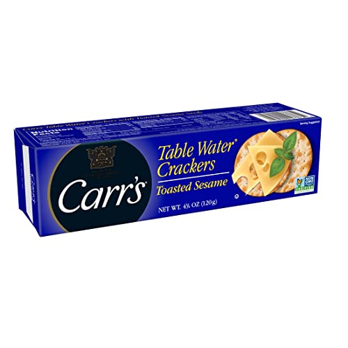 Carr's Table Water Crackers, Baked Snack Crackers, Party Snacks, Toasted Sesame, 4.5Oz Box (1 Box) #TOP7