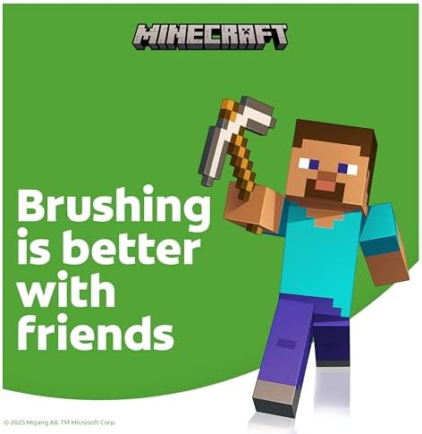 Colgate Kids Minecraft Toothbrush and Kids Toothpaste Gift Set, Includes Minecraft-Themed Battery Toothbrush, 2 Bubblegum Flavored Fluoride Toothpastes, and 2 Manual Toothbrushes
