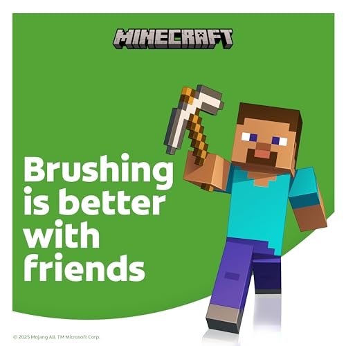 Colgate Kids Minecraft Toothbrush and Kids Toothpaste Gift Set, Includes Minecraft-Themed Battery Toothbrush, 2 Bubblegum Flavored Fluoride Toothpastes, and 2 Manual Toothbrushes