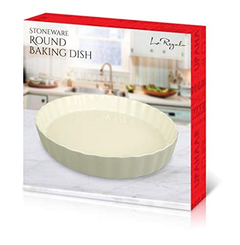 Le Regalo Stoneware Round Baking Dish, 10.5X10.5X1.5, White #TOP2