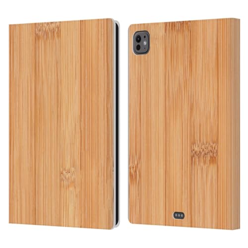 Étui portefeuille iPad Pro 11 M4 M5 antichoc motif bois bambou brun