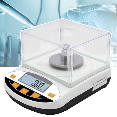 Báscula de laboratorio (200 g-3000 g), báscula de laboratorio digital de alta precisión de 0,01 g, balanza analítica, pantalla LCD, con panel bloqueador de viento, conversión de unidades, for laborato
