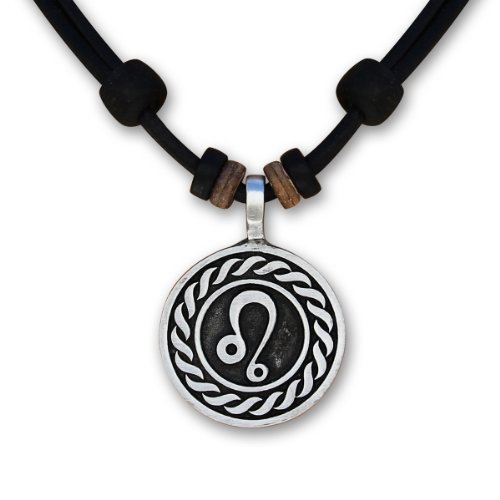 HANA LIMA 12 Verschiedene Sternzeichen Tierkreiszeichen an Verstellbarer Lederkette Horoskop Horoscope Halskette Surferkette (F - LÖWE / 23. Juli - 22. August)