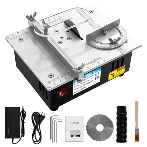 VOBOR Mini Tischkreissäge 7-Gang-Netzteil Einstellbarer 0 1-15mm Sägeblatt Höhenverstellbarer Tragbare Präzisions Table Saw für Holz-Kunststoff-Acryl-Schneiden
