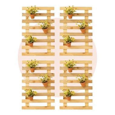 4 Painel Floreira Horta Vertical Treliça de Madeira Suporte de Plantas de Parede (Kit 4 Floreiras)