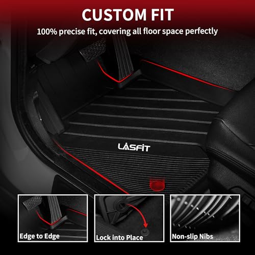 Image of LASFIT Floor Mats for BMW X3 2018-2024 /X4 2019-2025 30i M40i 30e M40i | All Weather TPE Custom Fit Weather Waterproof Floor Liners, 1st & 2nd Row Car Mats Accessories, Black