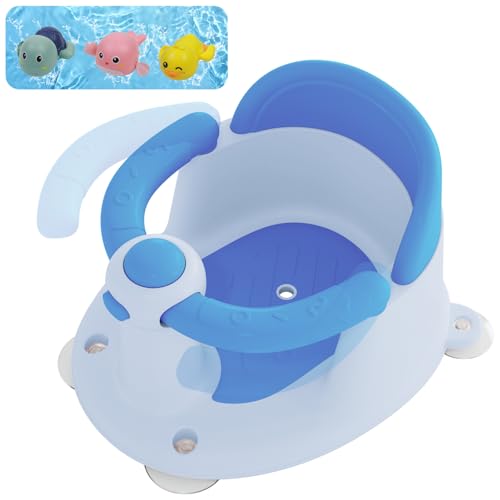 Image of Baby Bath Seat for Babies 6 Months & Up, Bath Seats for Babies Sitting Up, 3 Baby Bath Toys, Open Design, Non-Slip, Compact Toddler Bath Seat.