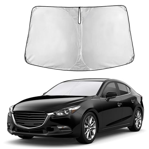 Image of Autovir Windshield Sun Shade Fit for 2014-2016 2017 2018 Mazda 3 Sunshade, Front Car Window Shades Sun Visor, Blocks UV Rays & Heat, Car Accessories