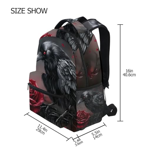 Gothic Crow Backpack Daypack Shoulder Bag Book Bag Lightweight Back Pack 12 ×16.9 Inch4