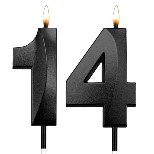 Black Number 14 Birthday Candles