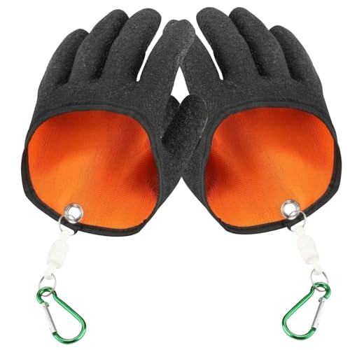 Tuimiyisou Fishing Gloves Men Fishing Gloves with Magnet Release, 2PCS Fish Gloves Anti-Puncture Fish Cleaning Gloves Waterproof Non-Slip Casting Gloves for Surf Fishing Left and Right Hand